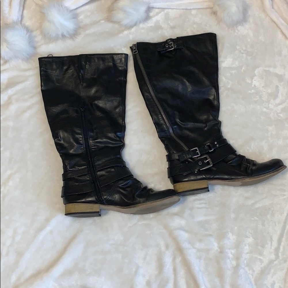 Black Wide Calf Tall Riding Boots Size 9